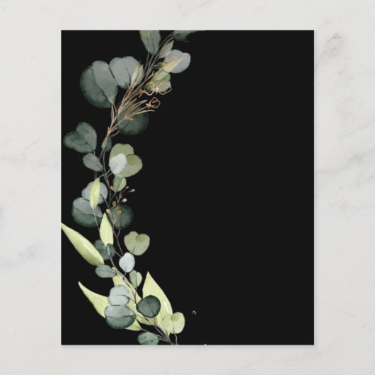 バジェットユーカリプスグリーンリー結婚式招待状 (裏面)