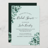 バジェットユーカリプスグリーンリ葉ーブライダルシャワー 招待状 (正面/裏面)