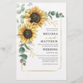 バジェットユーカリプスサンフラワー結婚式招待状 (正面)