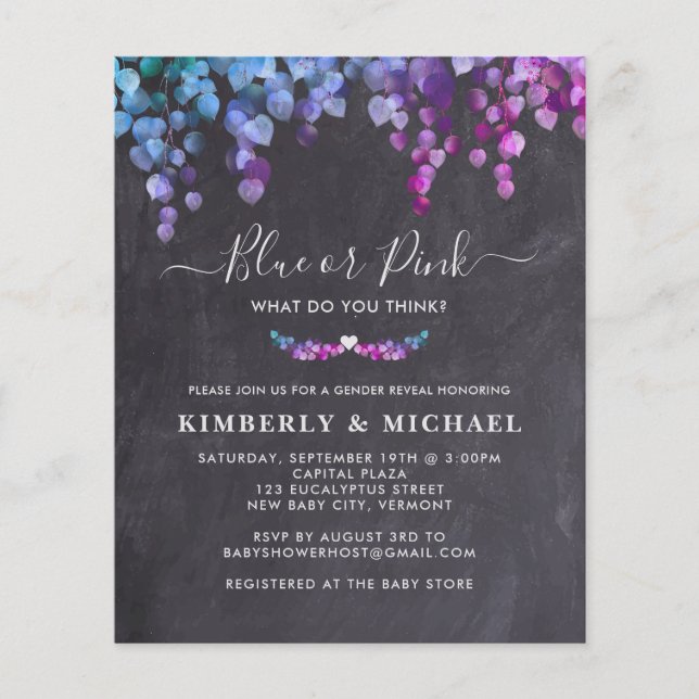 バジェットユーカリプスジェンダーリビールブルーピンクベビー (正面)