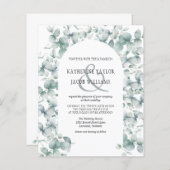 バジェットユーカリプスリーフグリーナリー結婚式招待状 (正面/裏面)
