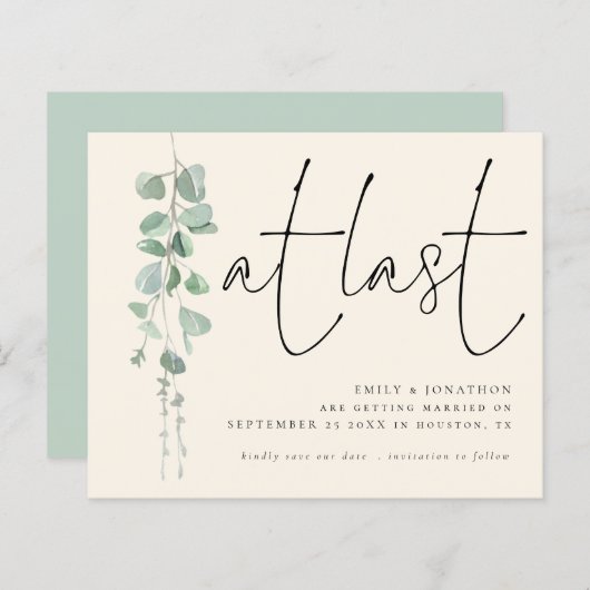 バジェットユーカリプタスアイボリー最後に日付を保存 (正面/裏面)