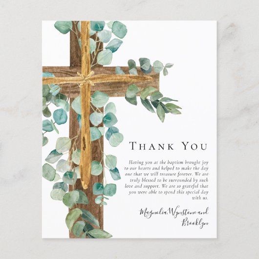 バジェットユーカリプタスクロスバプテスマサンキューカード (正面)