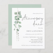 バジェットユーカリプタススクリプトアニバーサリーディナー招待状 (正面/裏面)