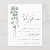 バジェットユーカリプタススクリプトベビーシャワー招待状 (正面)