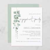 バジェットユーカリプタススクリプト婚約パーティ招待状 (正面/裏面)