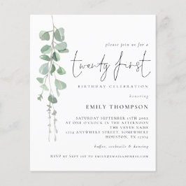 バジェットユーカリプタススクリプト21st誕生日招待状