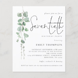 バジェットユーカリプタススクリプト70th誕生日招待状