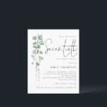 バジェットユーカリプタススクリプト70th誕生日招待状<br><div class="desc">より小さいサイズ4.5 x 5.6インチ半光沢110ポンドの重量に代わるコストのBUDGETの値は、ポストカードと同様の厚さ（ただし、ポストカードとして使用するには適さない）。1枚につき1枚の招待状がある。予算ユーカリプタススクリプト70th誕生日招待状。ミニマモダンリストのスタイルで、水色の葉のランニング文字が手の側に離れ下り、右に。Seventeth用の手書きスクリプトと簡単にパーソナライズできる文字の残りの部分。</div>