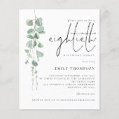 バジェットユーカリプタススクリプト80th誕生日招待状 (正面)