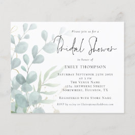 バジェットユーカリプタスパウダーブルーブライダルシャワー招待状