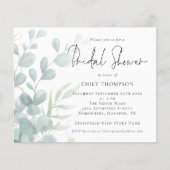 バジェットユーカリプタスパウダーブルーブライダルシャワー招待状 (正面)