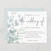 バジェットユーカリプタスパウダーブルー結婚式招待状 (正面/裏面)