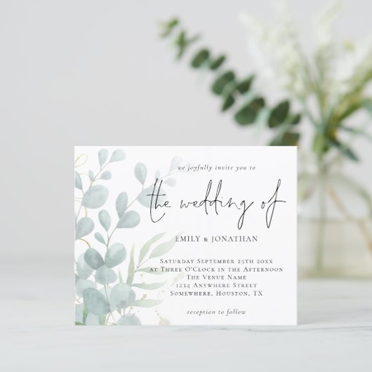 バジェットユーカリプタスパウダーブルー結婚式招待状 (スタンド正面)