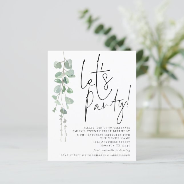 バジェットユーカリプタスパーティー21st誕生日招待状 (スタンド正面)