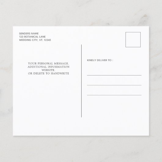 バジェットユーカリプタスボタニカル結婚式招待状 (裏面)