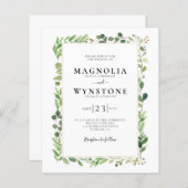 バジェットユーカリプタスボタニカル結婚式招待状 (正面/裏面)