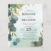 バジェットユーカリプタスボタニカル結婚式招待状 (正面)