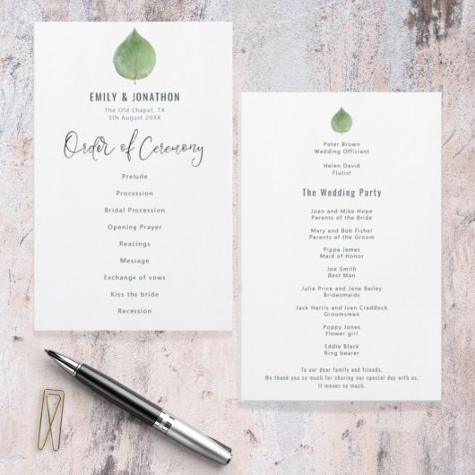 バジェットユーカリプタスリーフスクリプト結婚式 プログラム