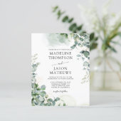 バジェットユーカリプタス金ゴールドグリーン結婚式招待状 (スタンド正面)