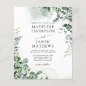 バジェットユーカリプタス金ゴールドグリーン結婚式招待状 (正面)