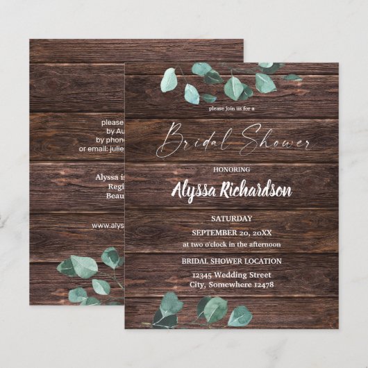 バジェットユーカリプタス&ウッドグリーナリーブライダルシャワー (正面/裏面)