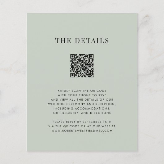 バジェットユーカリプツモノグラム結婚式招待状 (裏面)