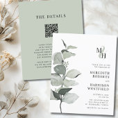 バジェットユーカリプツモノグラム結婚式招待状