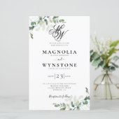 バジェットユーカリプツモノグラムQR結婚式招待状 (スタンド正面)