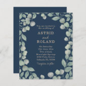 バジェットユーカリプトゥスウォーターカラーブルー&グリーン結婚ズ (正面/裏面)