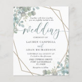 バジェットユーカリプトゥスウォーターカラー結婚式招待状 (正面)