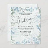 バジェットユーカリプトゥスウォーターカラー結婚式招待状 (正面/裏面)