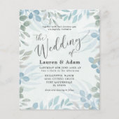 バジェットユーカリプトゥスウォーターカラー結婚式招待状 (正面)