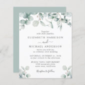 バジェットユーカリプトゥスウォーターカラー結婚式招待状 (正面/裏面)