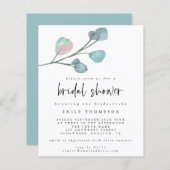 バジェットユーカリプトゥスエレガントブライダルシャワー招待状 (正面/裏面)