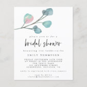 バジェットユーカリプトゥスエレガントブライダルシャワー招待状 (正面)