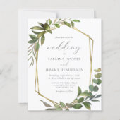 バジェットユーカリプトゥスオリーブ金ゴールドジオウェディング招待 (正面)