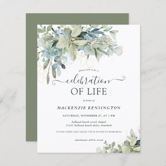 バジェットユーカリプトゥスグリーンリーお祝い・オブ・ライフ (正面/裏面)