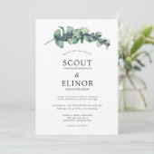 バジェットユーカリプトゥスグリーンリーエレガントな結婚式 招待状 (スタンド正面)