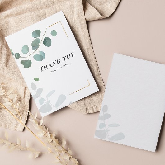 バジェットユーカリプトゥスグリーンリー金ゴールドフレームありがとう ノートカード