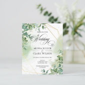 バジェットユーカリプトゥスグリーンリー金ゴールド結婚式招待状 (スタンド正面)