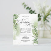 バジェットユーカリプトゥスグリーンリー金ゴールド結婚式招待状 (スタンド正面)