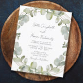 バジェットユーカリプトゥスグリーン金ゴールド結婚式招待状