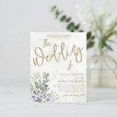 バジェットユーカリプトゥスグリーン&金ゴールド結婚式招待状 (スタンド正面)