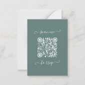 バジェットユーカリプトゥスグリーンQRコード結婚式招待状 ノートカード (裏面)