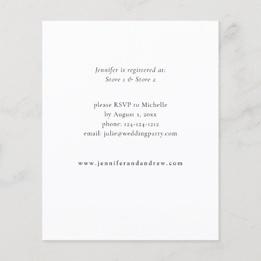 バジェットユーカリプトゥスグロー金ゴールドグリーンブライダルシャワー チラシ (裏面)