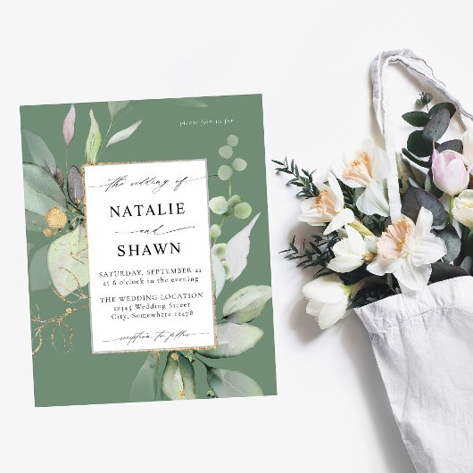 バジェットユーカリプトゥスグロー金ゴールド結婚グリーンリーズオリーブ チラシ