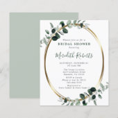 バジェットユーカリプトゥスゴールドフォイルブライダルシャワー招待状 (正面/裏面)