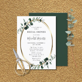 バジェットユーカリプトゥスゴールドフォイルブライダルシャワー招待状