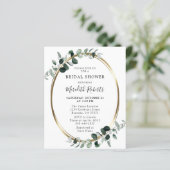 バジェットユーカリプトゥスゴールドフォイルブライダルシャワー招待状 (スタンド正面)
